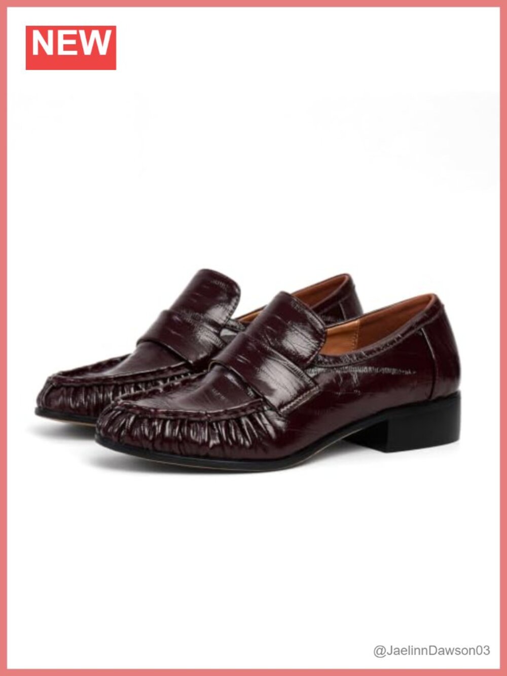 Chunky Heel Penny Loafers Faux Leather Slip On Women